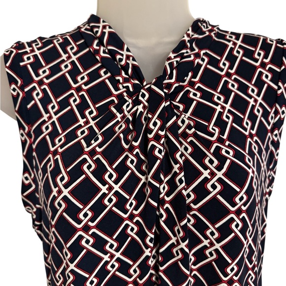 Tommy Hilfiger Navy  Geometric Knot Blouse  MEDIUM   #7 - Picture 2 of 8